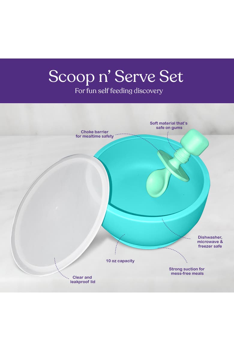 Silicone Baby Feeding Set with Suction Bowls & Spoons, 4-Piece, Alternate, color, Blue