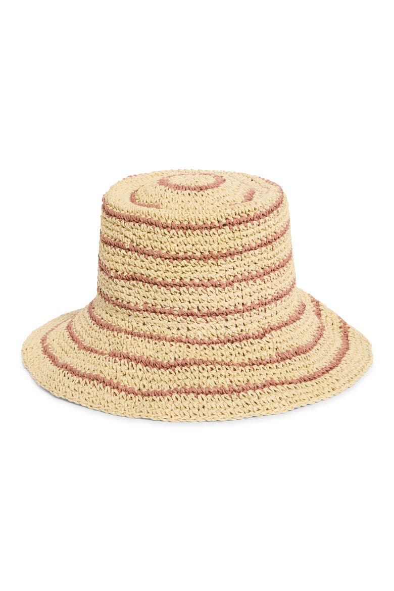 Stripe Packable Lantern Hat, Main, color, PINK COMBO