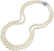 The Pearl Source 4.0-9.0mm White Freshwater Pearl Graduated Double Strand Necklace