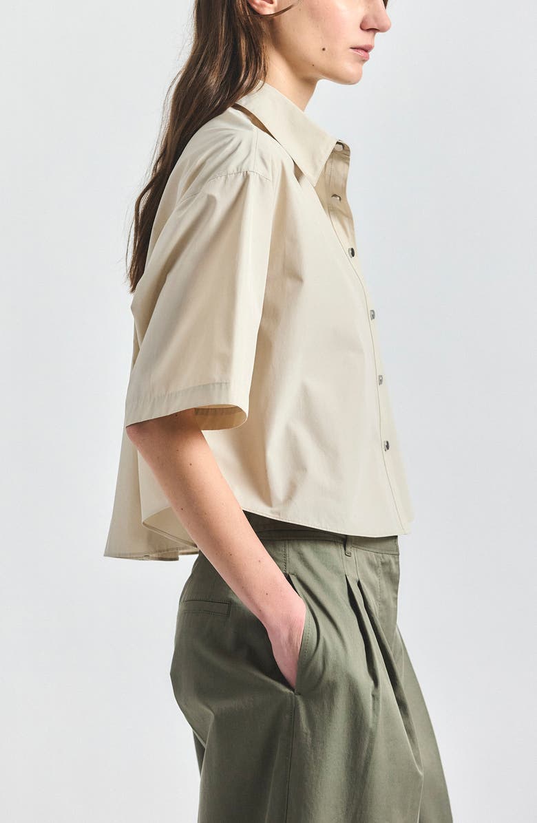 Derek Lam 10 Crosby Olivia Crop Woven Shirt, Alternate, color, Oyster Gray