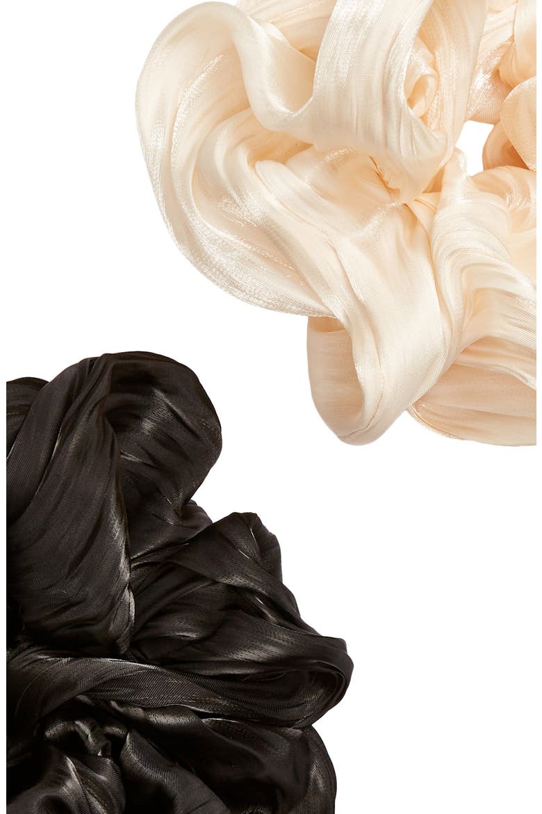 Assorted 2-Pack Oversize Satin Scrunchies, Alternate, color, BLACK/ BEIGE