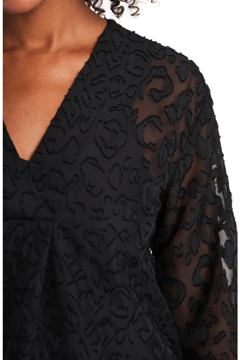Animal Clip Jacquard Blouse, Alternate, color, RICH BLACK