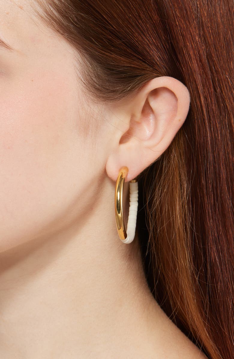 SOKO Karamu Mixed Media Hoop Earrings, Alternate, color, Gold