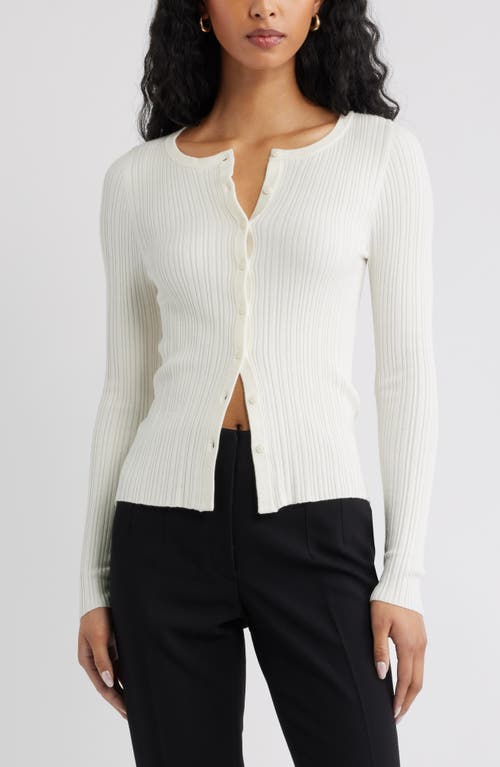 Open Edit Rib Cardigan In White