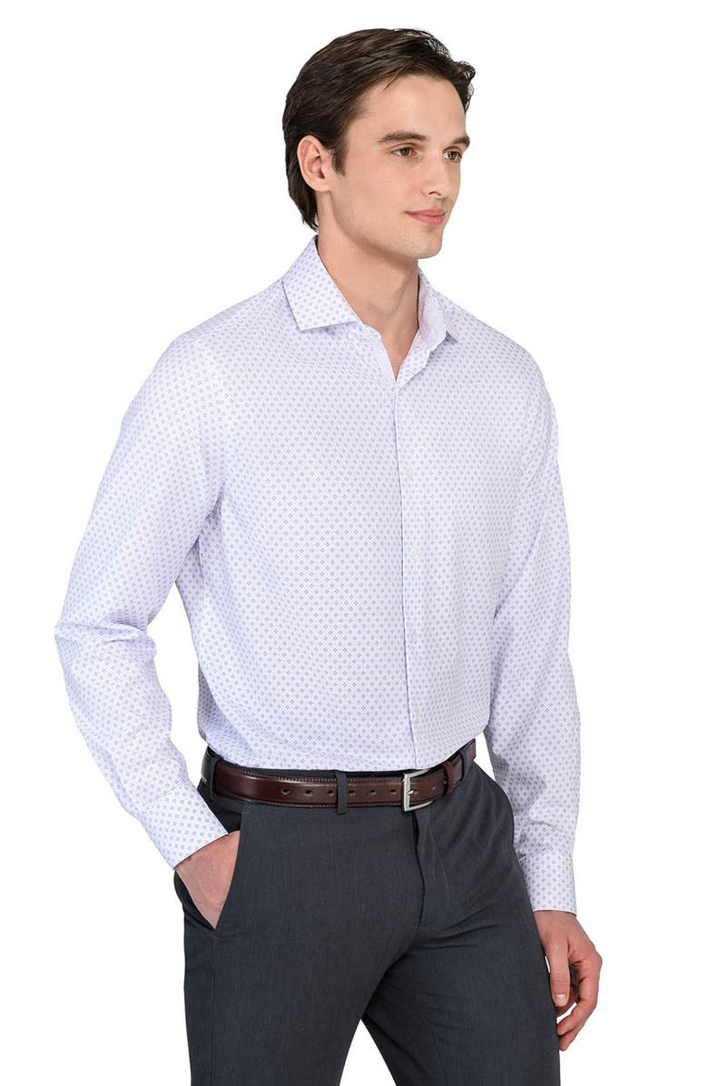 W.R.K Regular Fit Dash Print Performance Dress Shirt, Alternate, color, White/ Purple