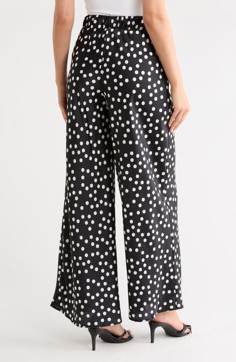 Polka Dot Satin Wide Leg Pants