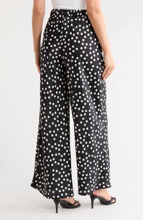 Renee C Polka Dot Satin Wide Leg Pants