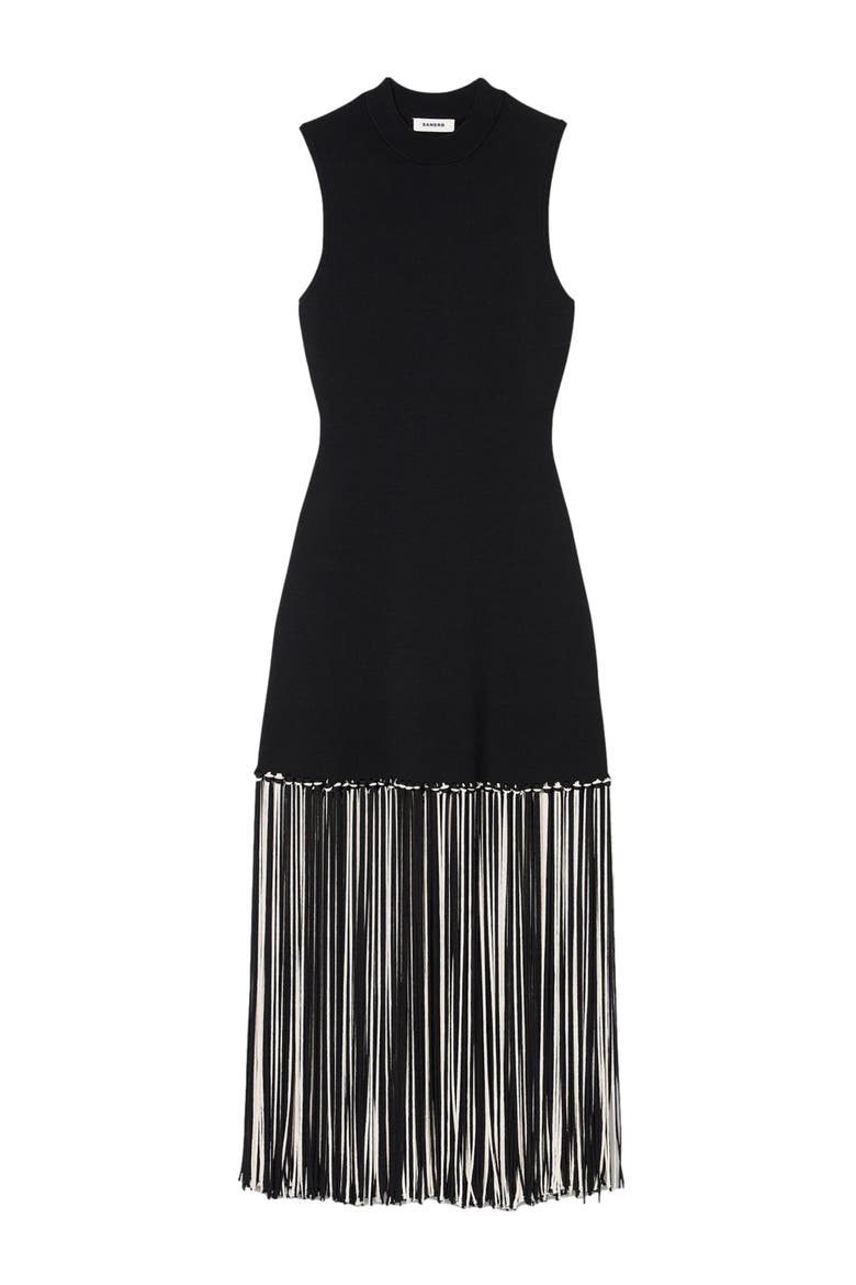Fringed dress, Alternate, color, Black / ecru