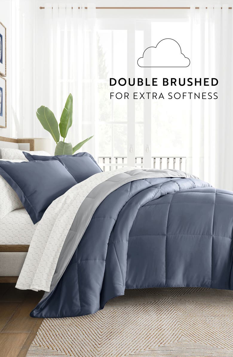 HOMESPUN 7-Piece Assorted Reversible Comforter Set, Alternate, color, Stone / Light Gray