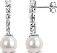 DELMAR Moissanite & Cultured Freshwater Pearl Drop Earrings