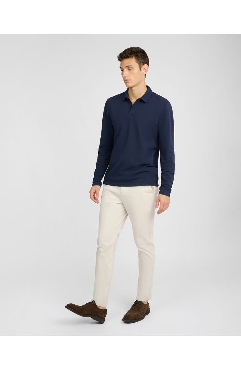 Onia Long Sleeve Pique Polo, Alternate, color, Midnight