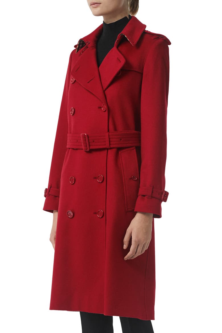 Kensington Cashmere Trench Coat, Alternate, color, PARADE RED