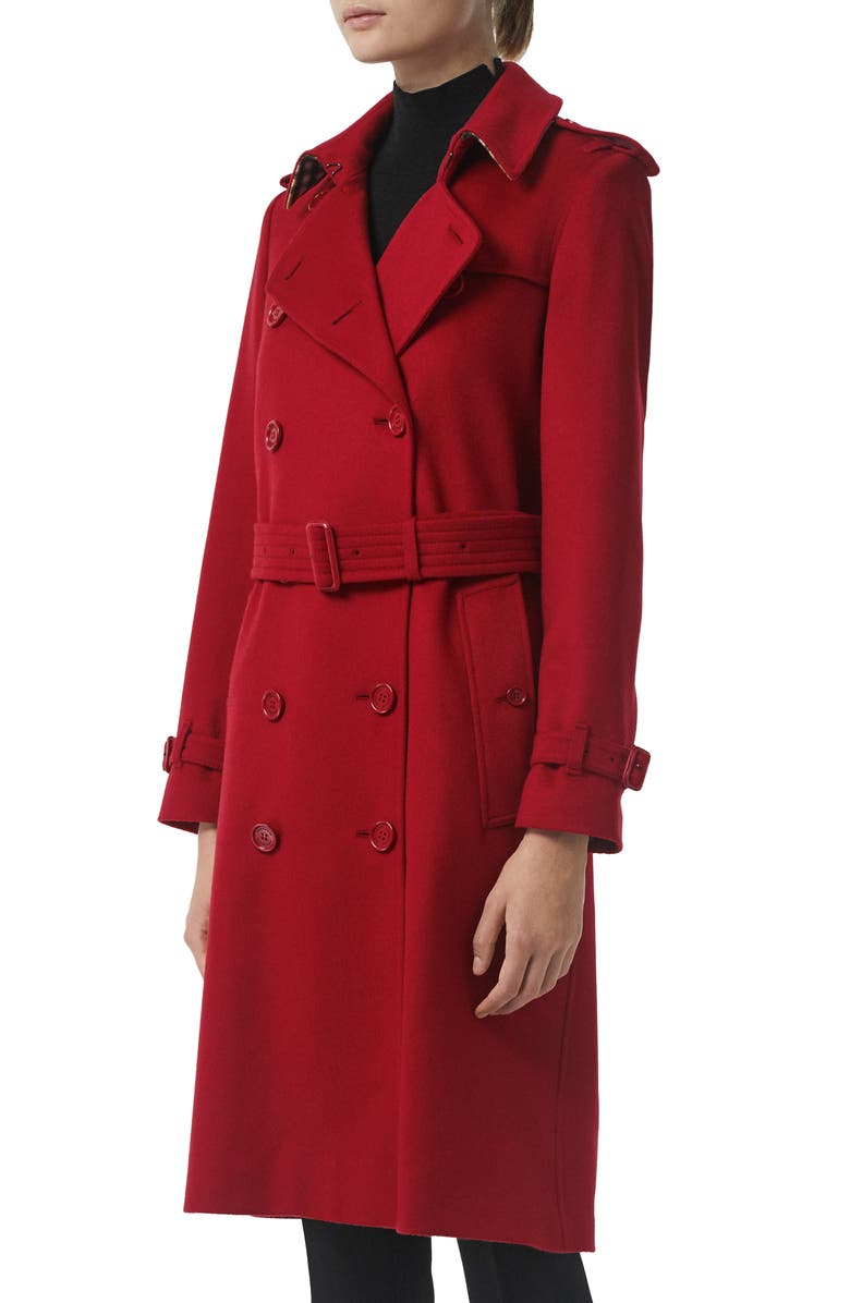 Burberry Kensington Cashmere Trench Coat, Alternate, color,