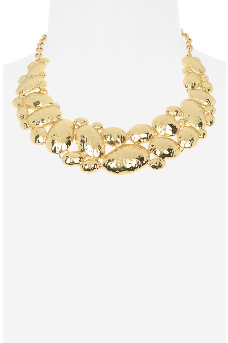 Hammered Cobblestone Statement Necklace, Alternate, color, GOLD