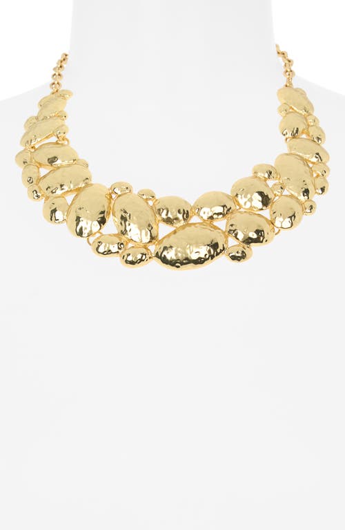 Karine Sultan Hammered Cobblestone Statement Necklace In Gold