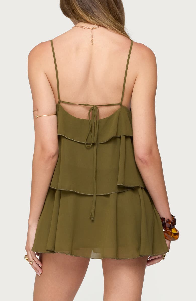 EDIKTED Gwynne Chiffon Ruffle Minidress, Alternate, color, Olive