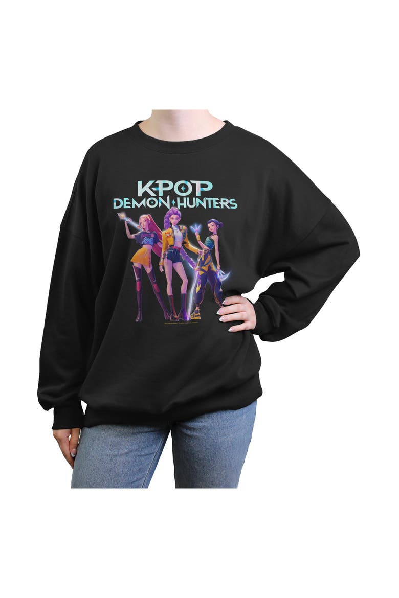 Junior's KPop Demon Hunters Trio Girls Group Shot  Sweatshirt, Main, color, Black