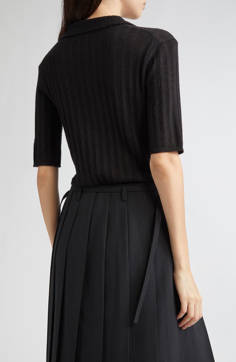 EENK Rose Button Polo Sweater, Alternate, color, Black