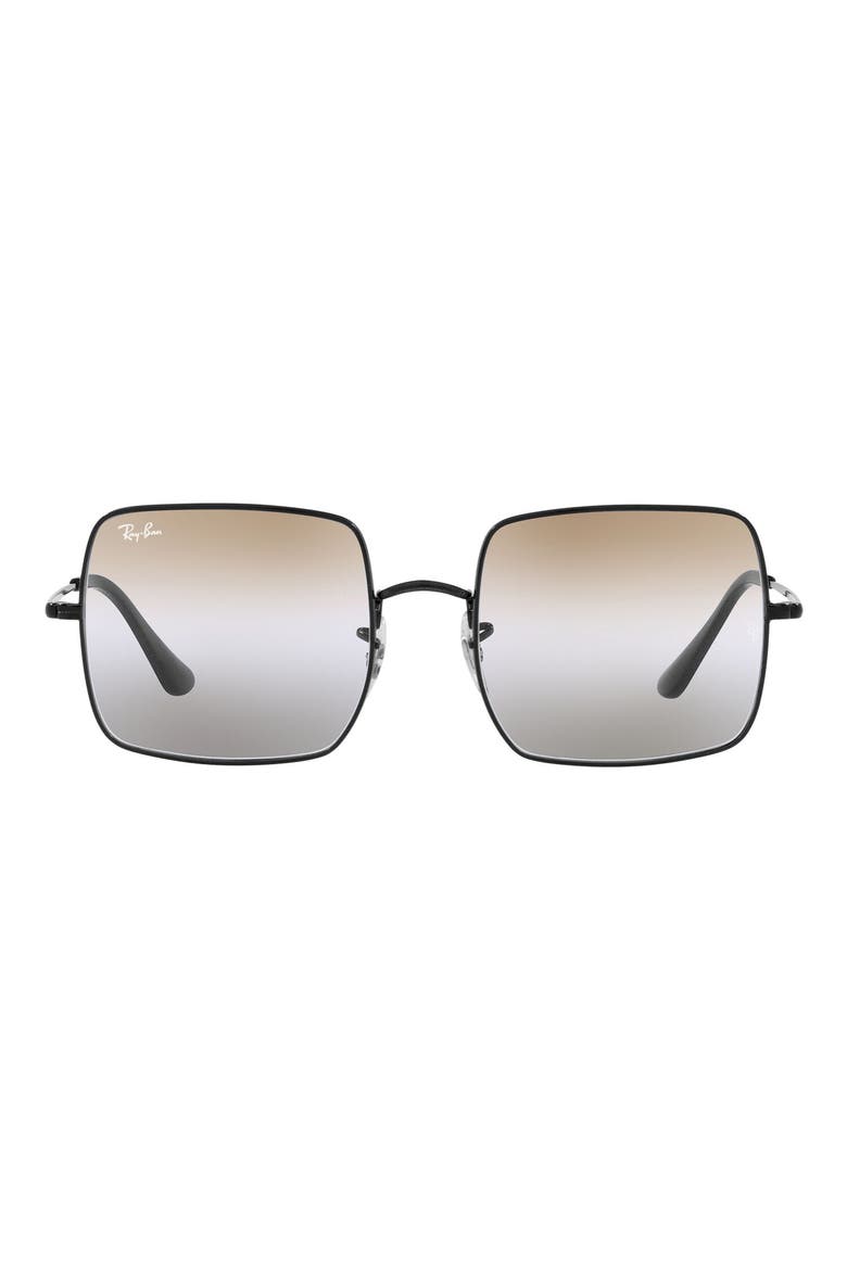 54mm Gradient Square Sunglasses, Main, color, BLACK
