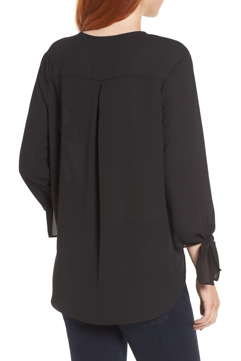 Surplice Neck Top, Alternate, color, BLACK