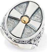 SAMUEL B. 18k Gold & Sterling Silver Two-Tone Cross Ring