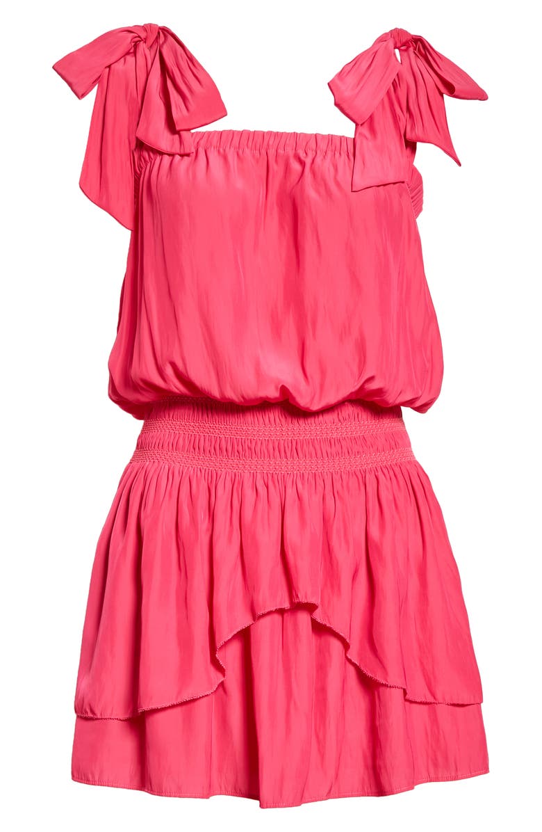 Ramy Brook Kira Smocked Waist Tie Strap Minidress, Alternate, color, Paradise Pink