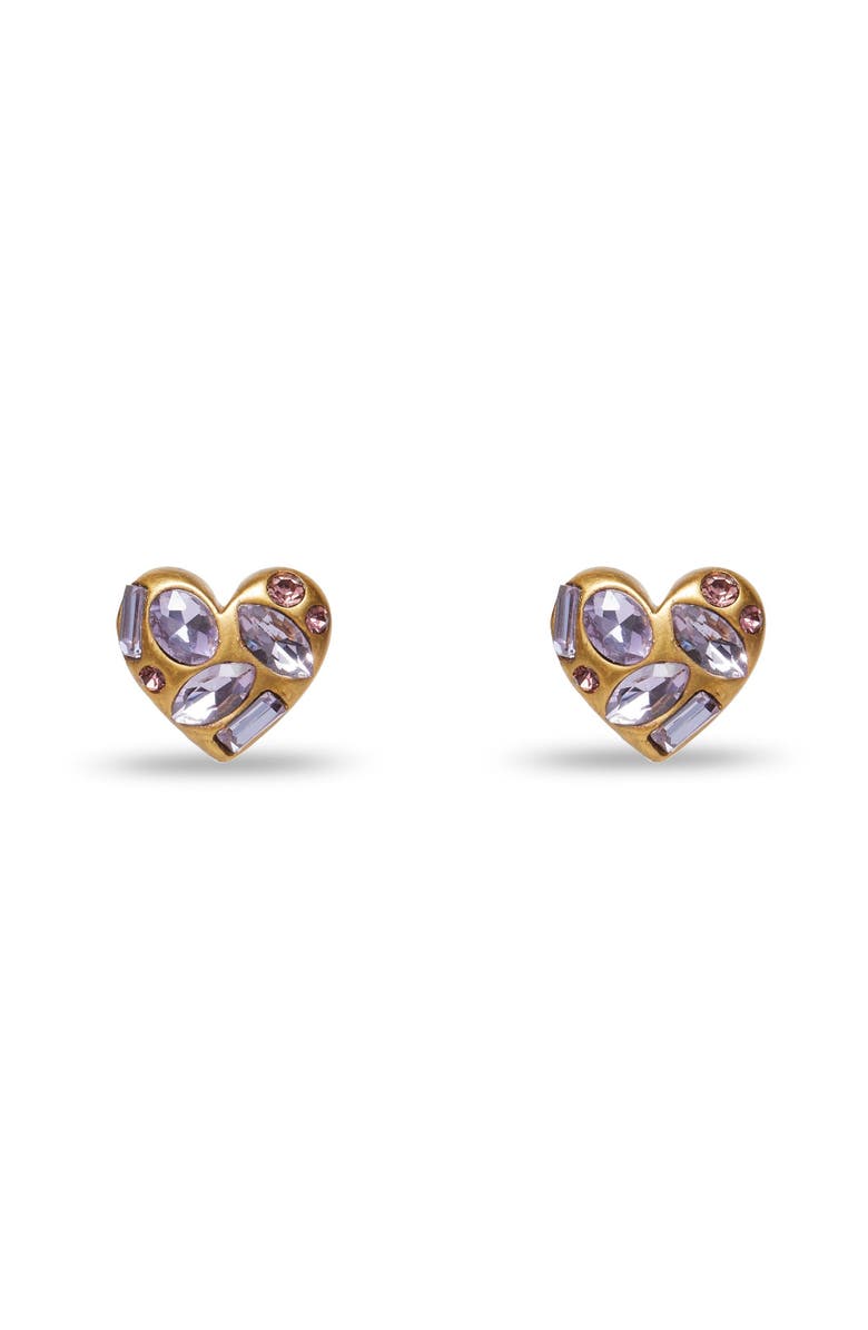 Lele Sadoughi Molten Heart Button Earrings, Main, color, Lilac 500