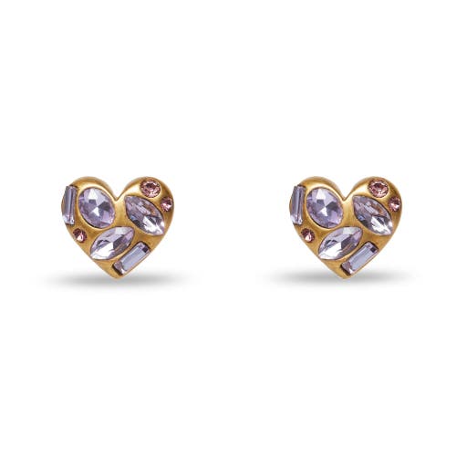 Lele Sadoughi Molten Heart Button Earrings In Gold