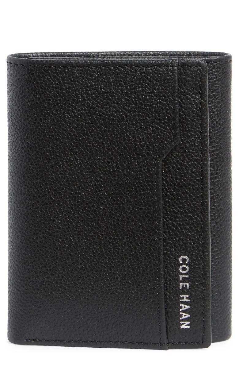 Cole Haan Bank Trifold Leather Wallet, Main, color, Black