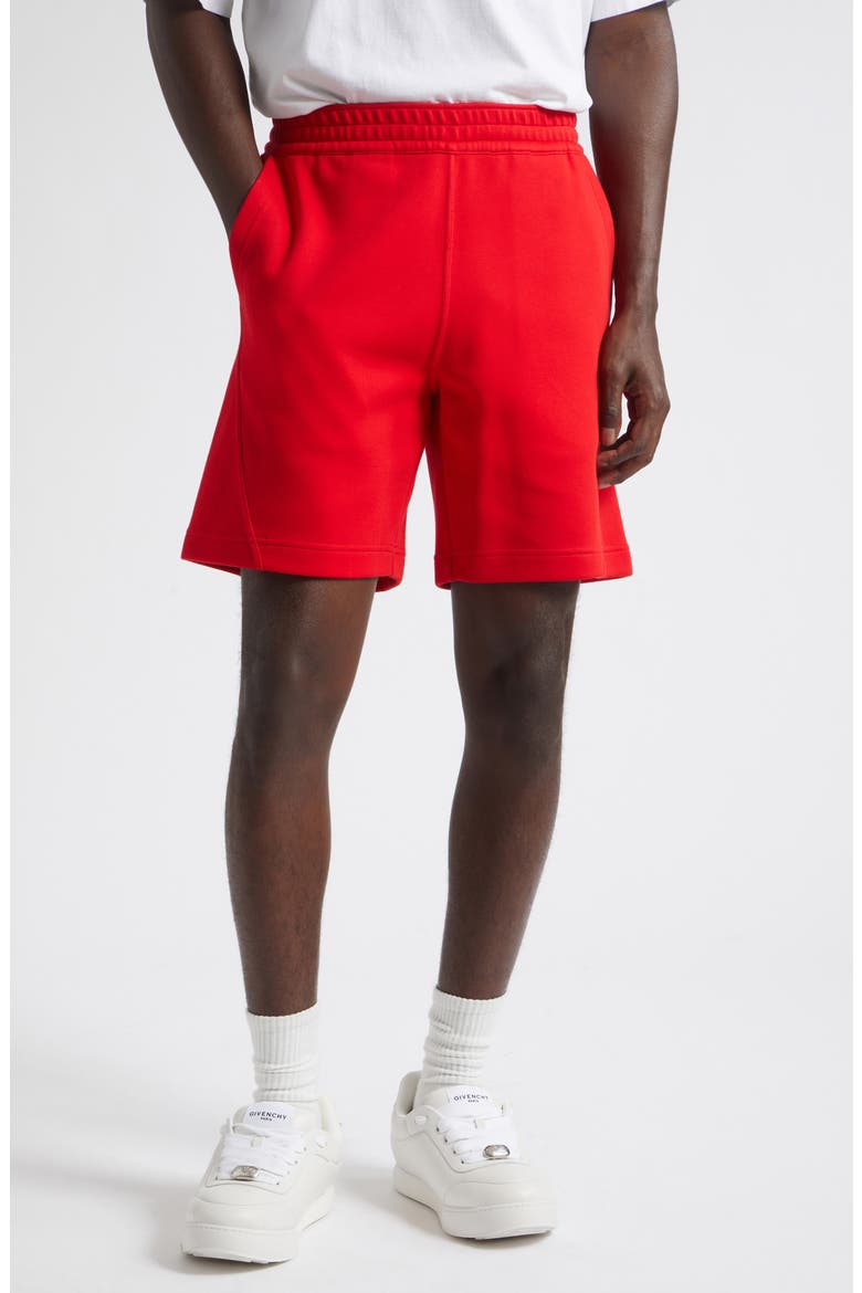 Couture Seam Cotton Blend Shorts, Main, color, RED/ PINK