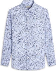 Bugatchi Julian Shaped Fit Abstract Print Stretch Button-Up Shirt