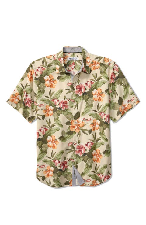 Coastal Ease Cali Grove Floral IslandZone® Short Sleeve Button-Up Shirt (Big & Tall)