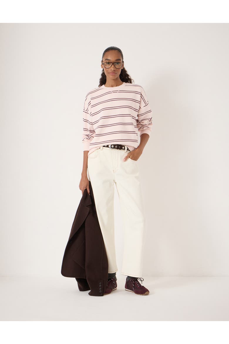 Luca Stripe Heavyweight Sweatshirt, Alternate, color, Pale Pink/Burgundy Stripe
