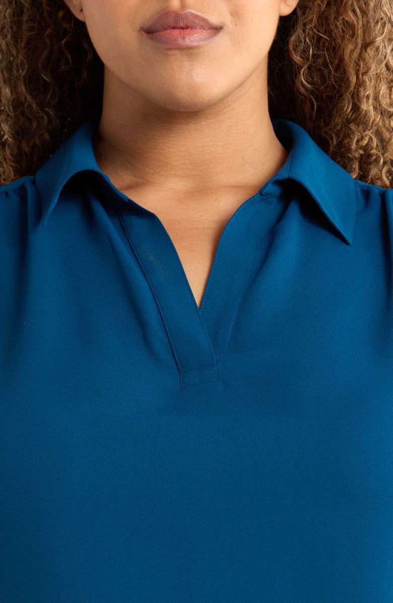 AK ANNE KLEIN Roll Tab Shirt, Alternate, color, Baltic Teal