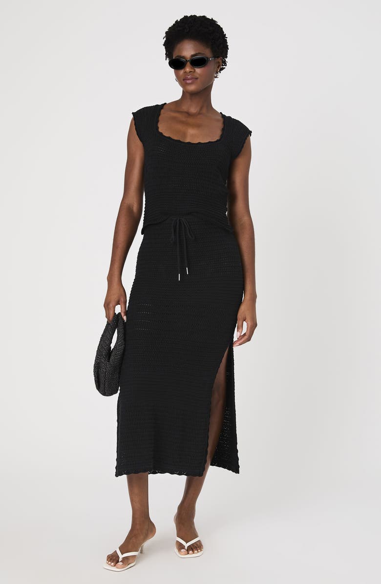 French Connection Nellis Mixed Stitch Drawstring Midi Skirt, Alternate, color,