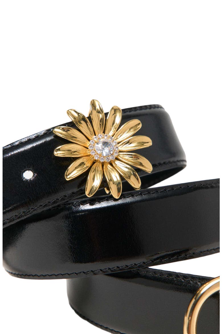 Leather belt with removable jewel, Alternate, color, Black