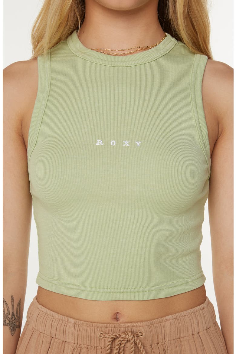 Roxify Crop Rib Tank Top, Alternate, color, TARRAGON ROXIFY