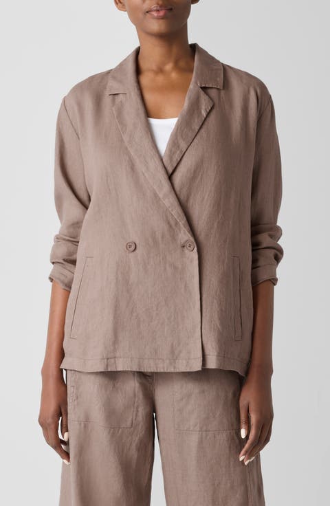 Double Breasted Organic Linen Blazer (Regular & Petite)