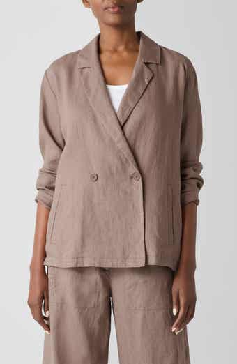 Eileen Fisher Double Breasted Organic Linen Blazer