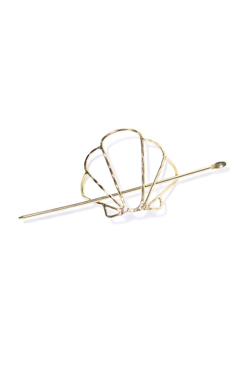 Matr Boomie Arnava Shell Hair Pin - Slide With Stick, Main, color, Metallic Gold