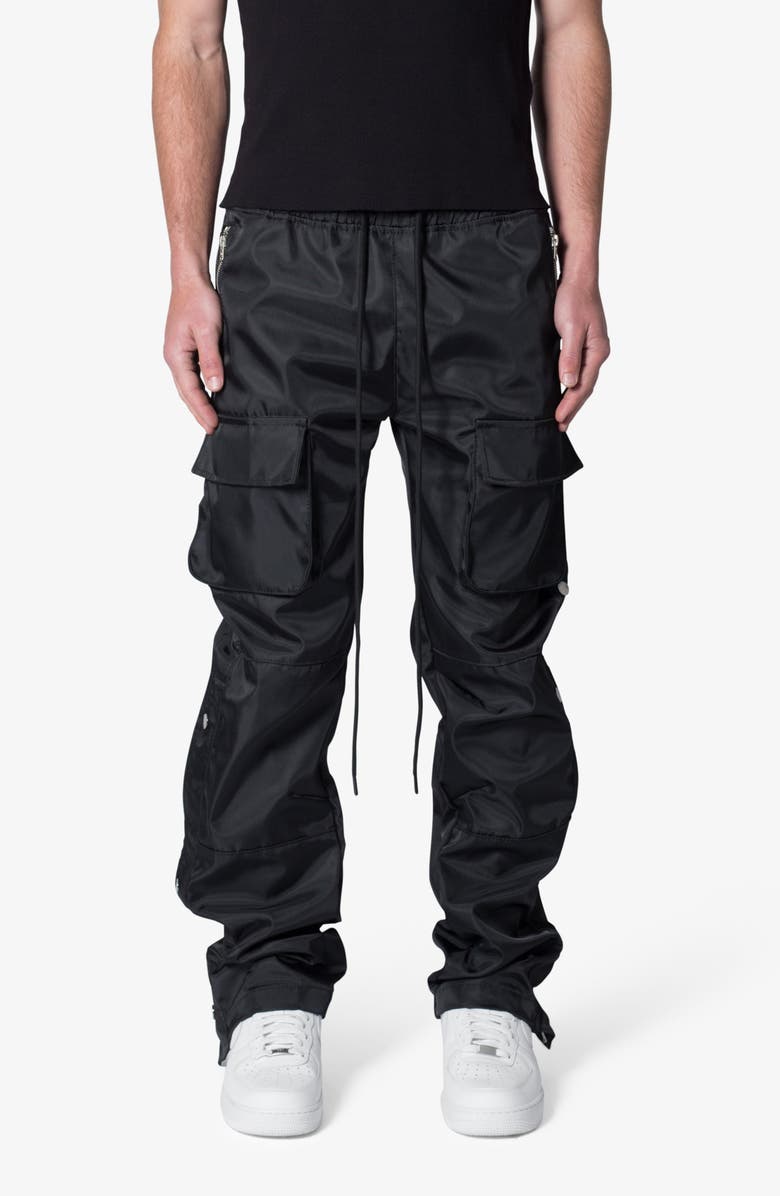 mnml Side Snap Nylon Cargo Pants, Main, color, Black