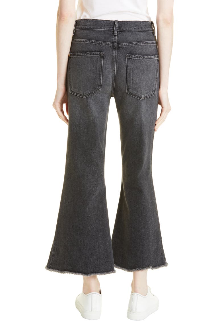 The Great The Kick Bell Raw Hem Crop Nonstretch Jeans, Alternate, color, ONYX WASH