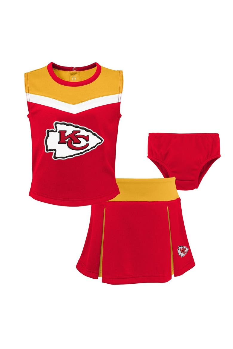 Girls Toddler Red Kansas City Chiefs Spirit Cheer Two-Piece Cheerleader Set with Bloomers, Main, color, Red