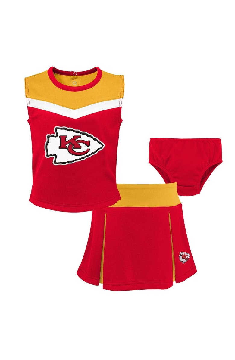 Outerstuff Girls Toddler Red Kansas City Chiefs Spirit Cheer Two-Piece Cheerleader Set with Bloomers, Main, color, Red
