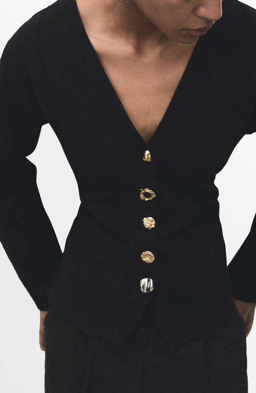 Mango Dali Knit Jacket In Black