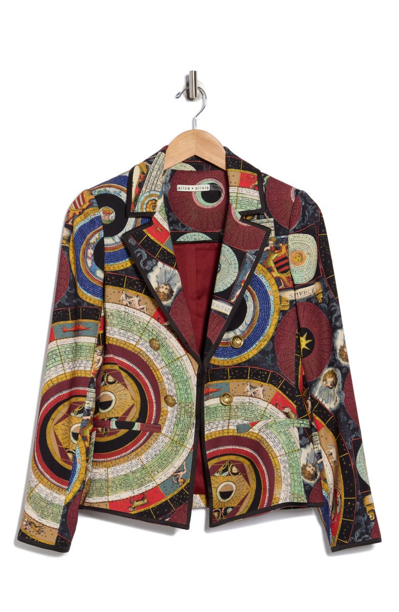 Alice + Olivia Mya Notch Lapel Fitted Blazer, Main, color, Hands Of Time