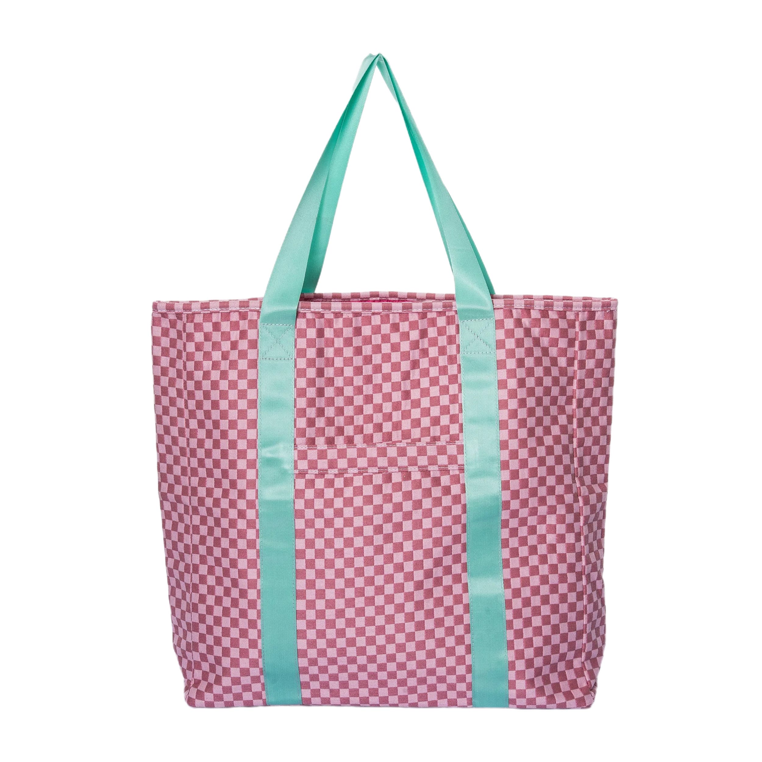 Totalee Gift Pink and Pink Checkered Tote Bag Polyester Pink, Main, color, 