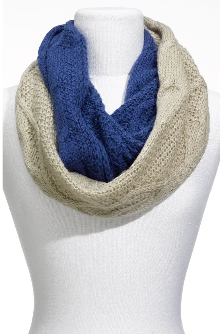 2-Tone Infinity Scarf, Main, color, BLUE/ COBBLESTONE