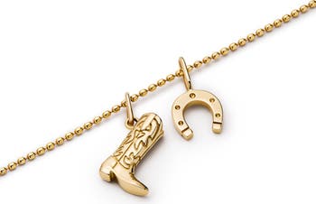 Gold Pendant Necklace - Cowboy Charm Necklace