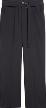 Sacai Belted Black Flat Front Five Pocket Pants